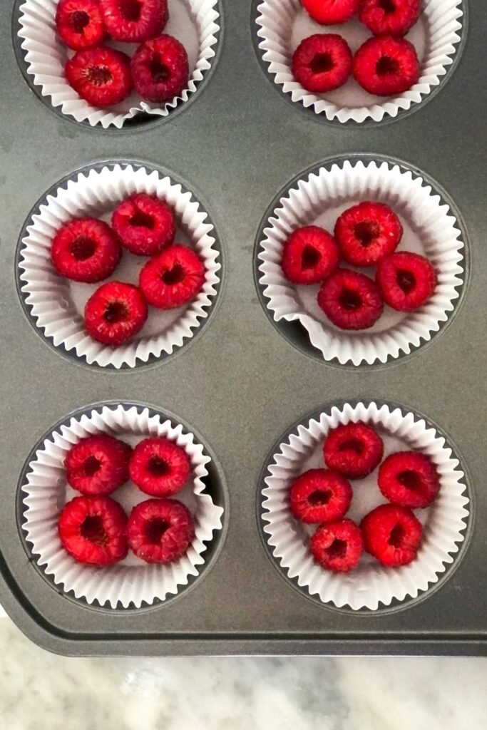 raspberries in a muffin tin