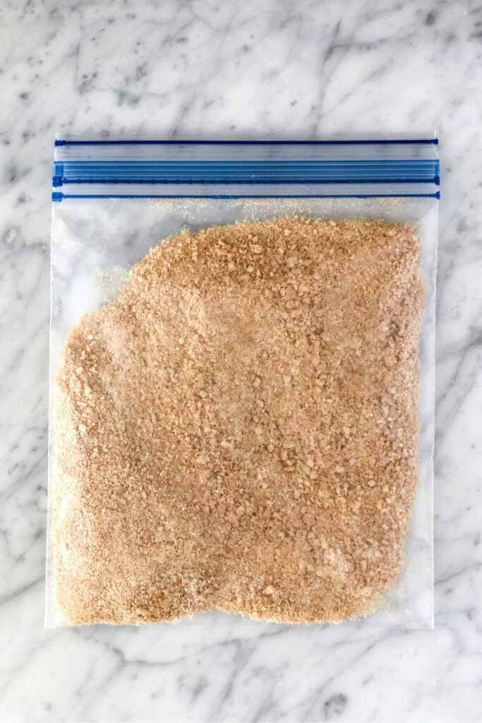 crushed graham crackers in a ziploc bag