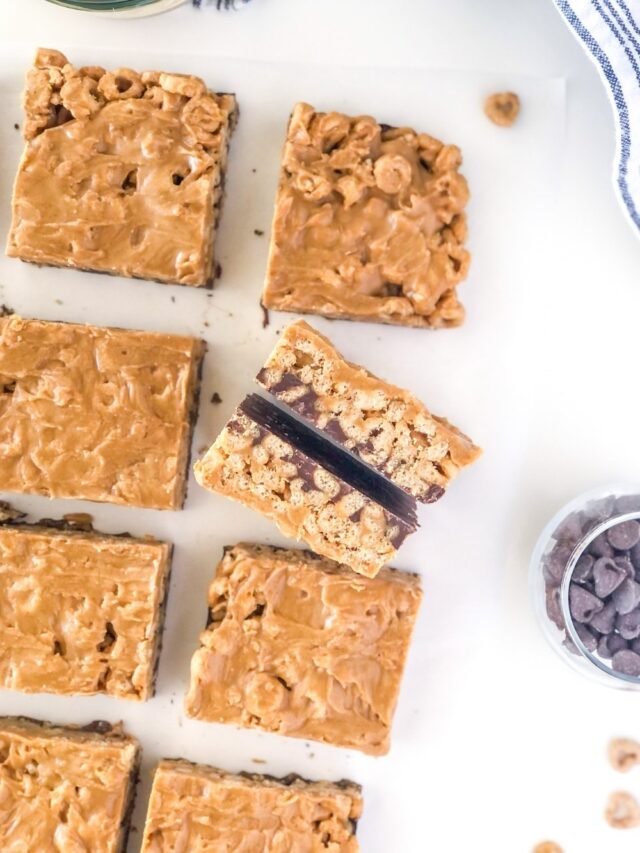 no bake chocolate peanut butter cheerio bars