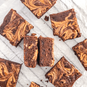 banana brownies with peanut butter swirl