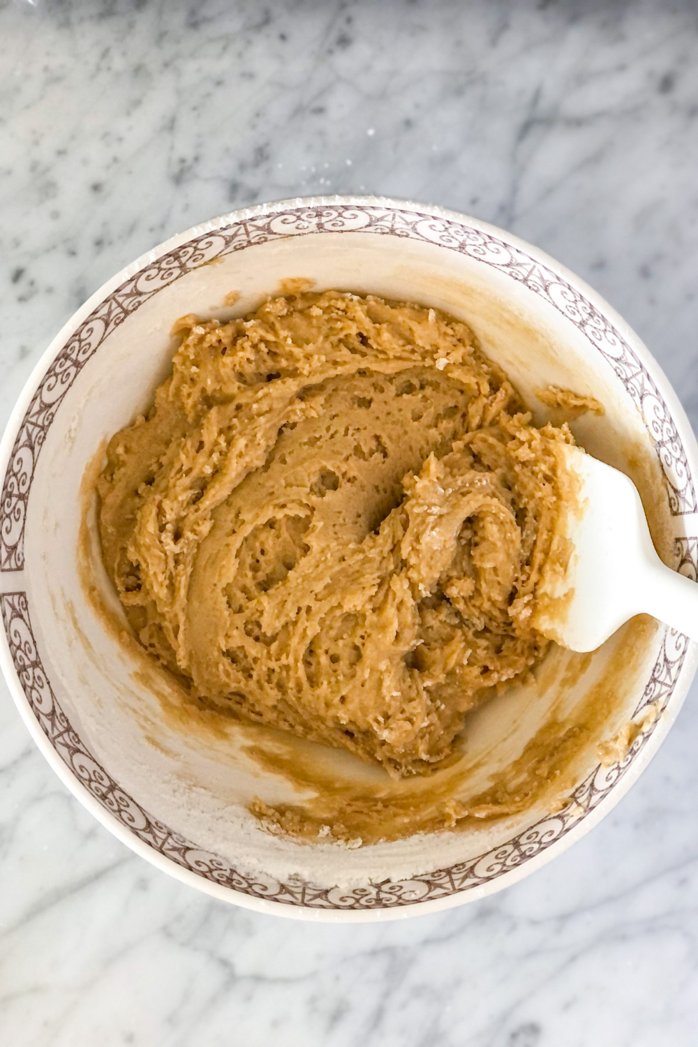 blondie batter in a bowl with a spatula