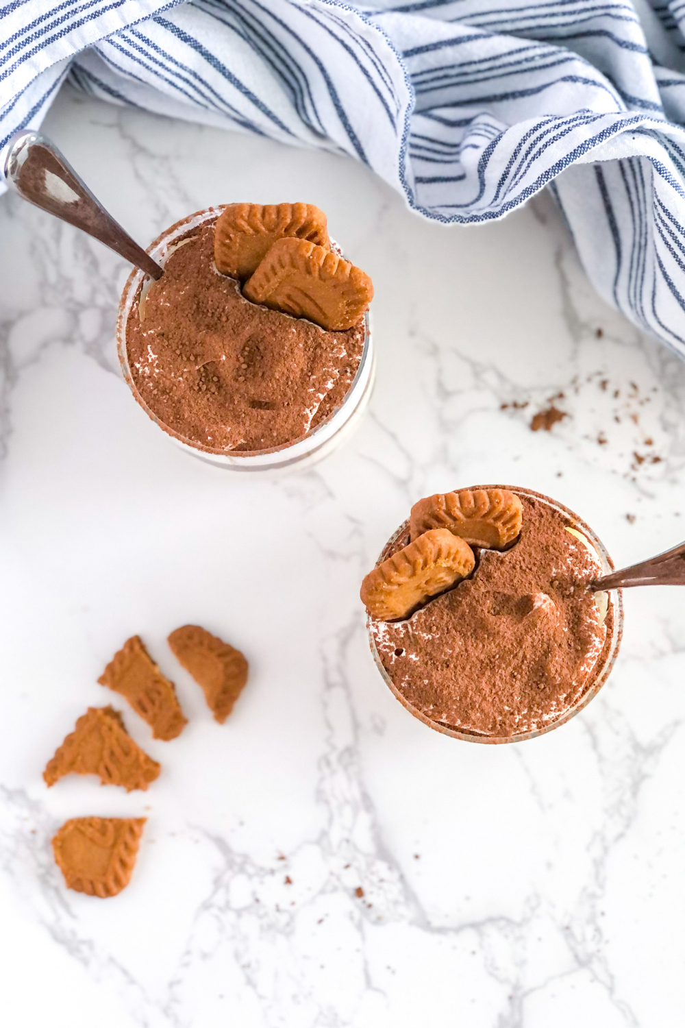 tiramisu parfaits with cocoa powder