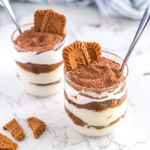 No Bake Biscoff Tiramisu Cups with Greek Yogurt & Mascarpone