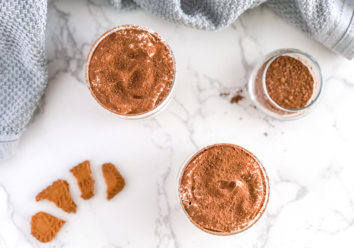 tiramisu parfaits with Biscoff cookies and Biscoff spread