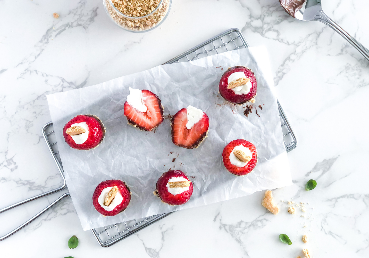 chocolate and Nutella covered strawberries sliced in half