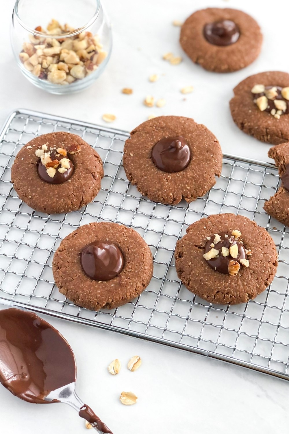 chocolate nutella oat flour cookies