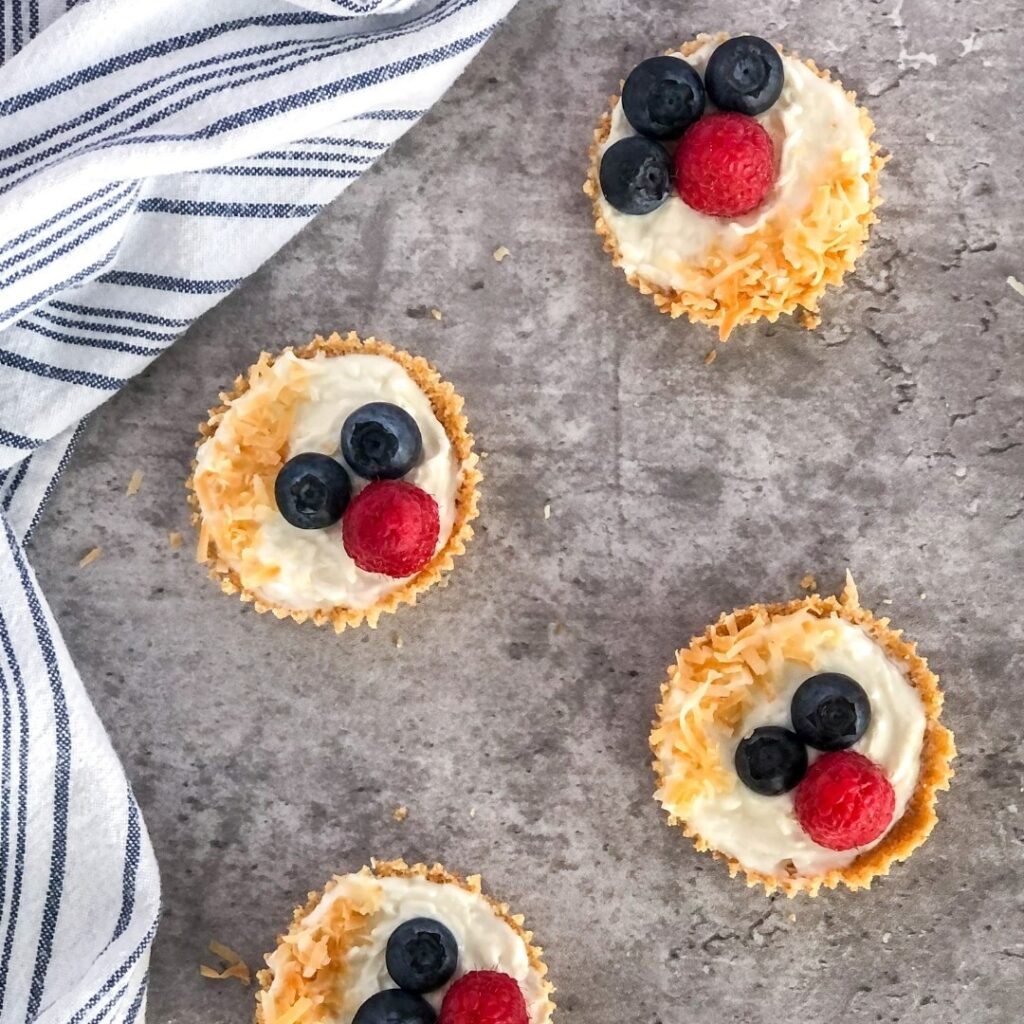 Berry Coconut Greek Yogurt Tarts with Graham Cracker Crust