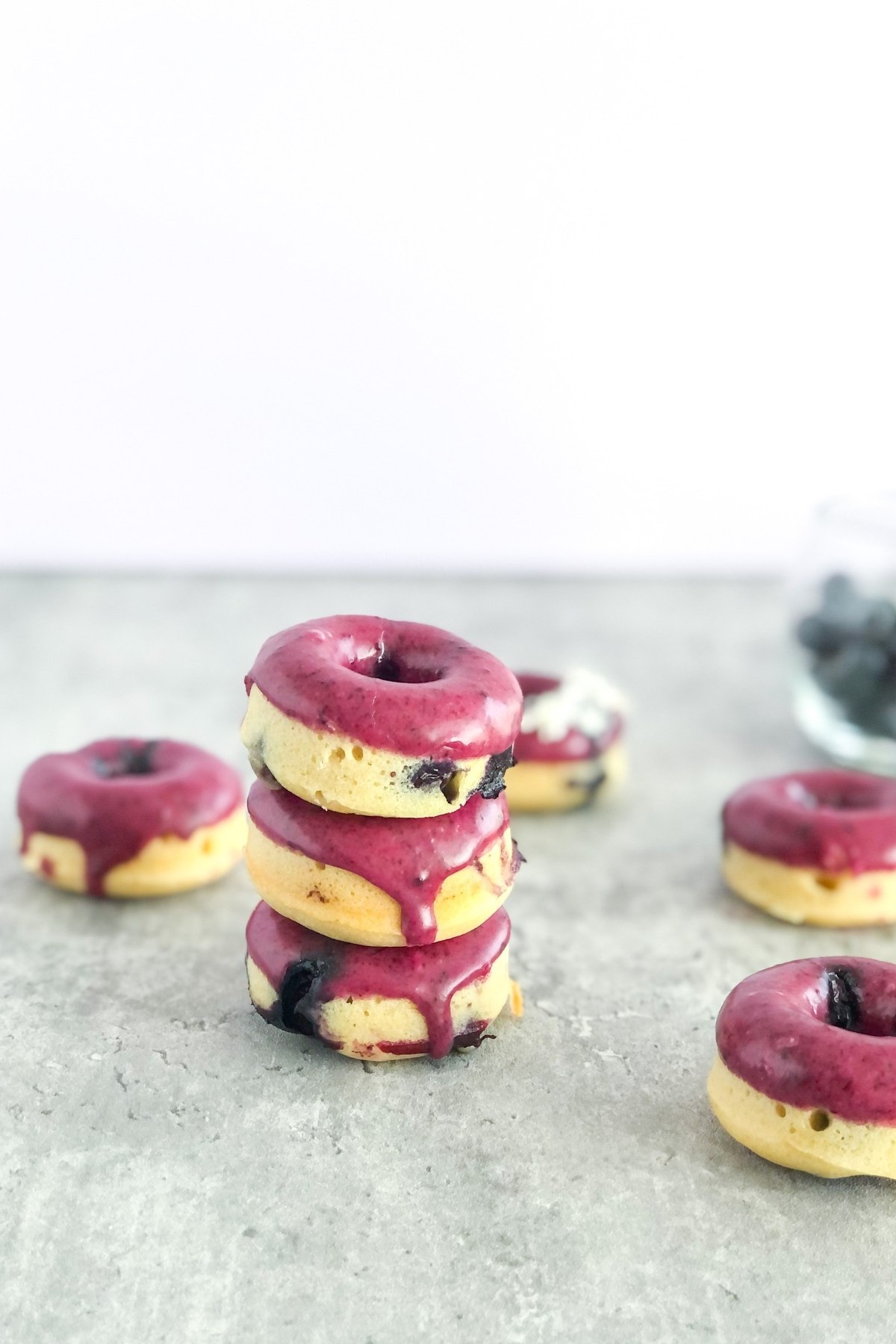 mini baked blueberry donuts with glaze