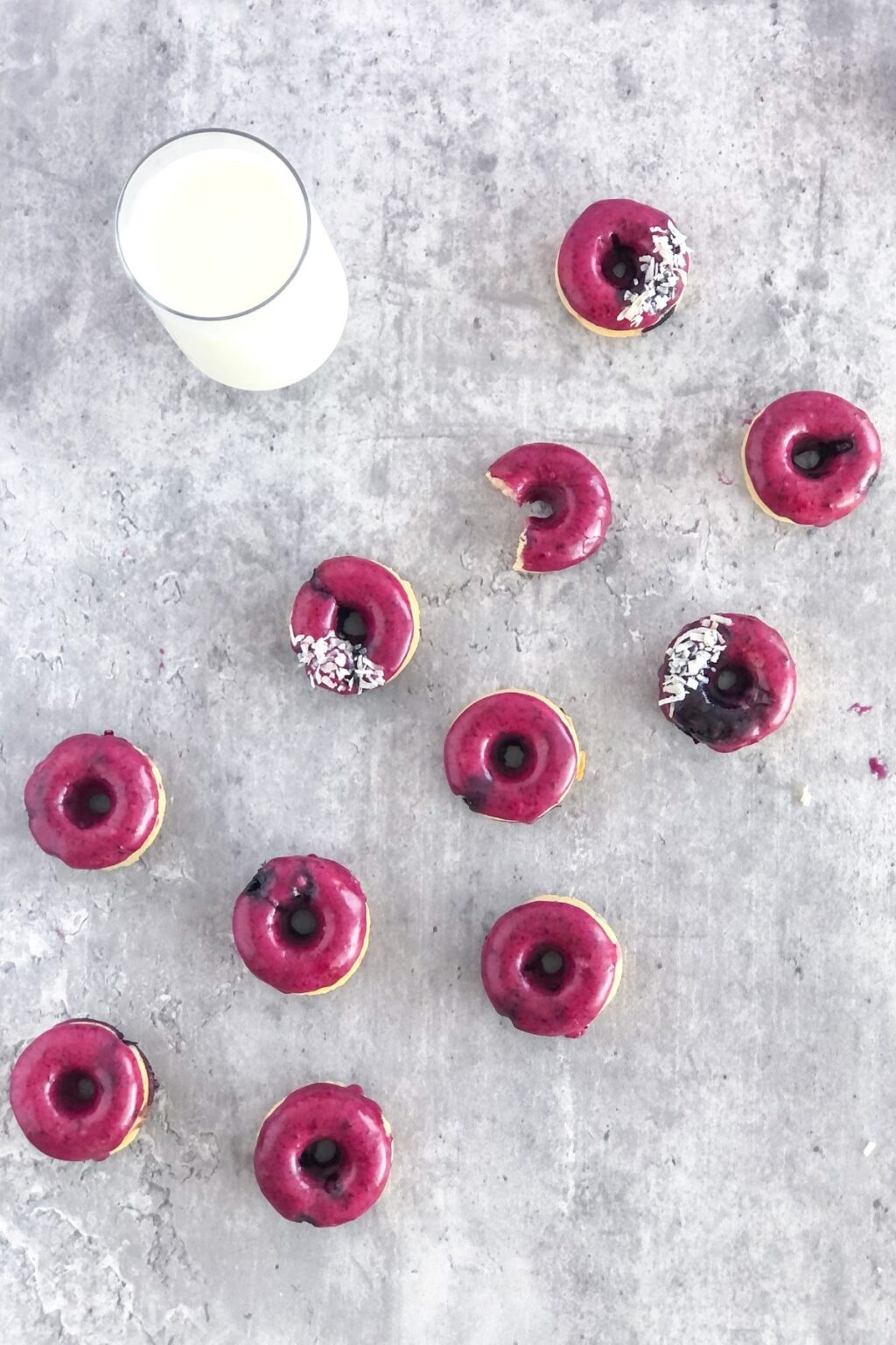 Mini Baked Blueberry Donuts with Lemon Blueberry Glaze