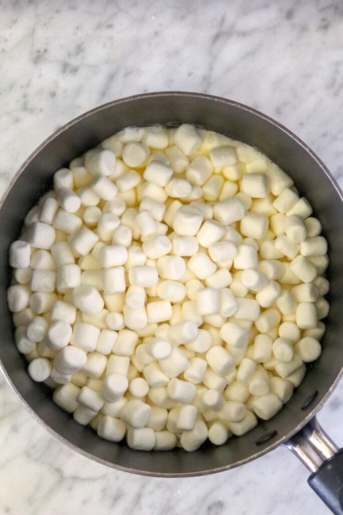 mini marshmallows in a saucepan