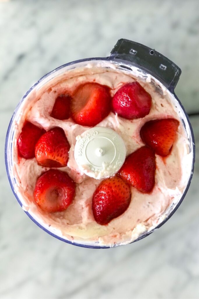 strawberries in a food processor