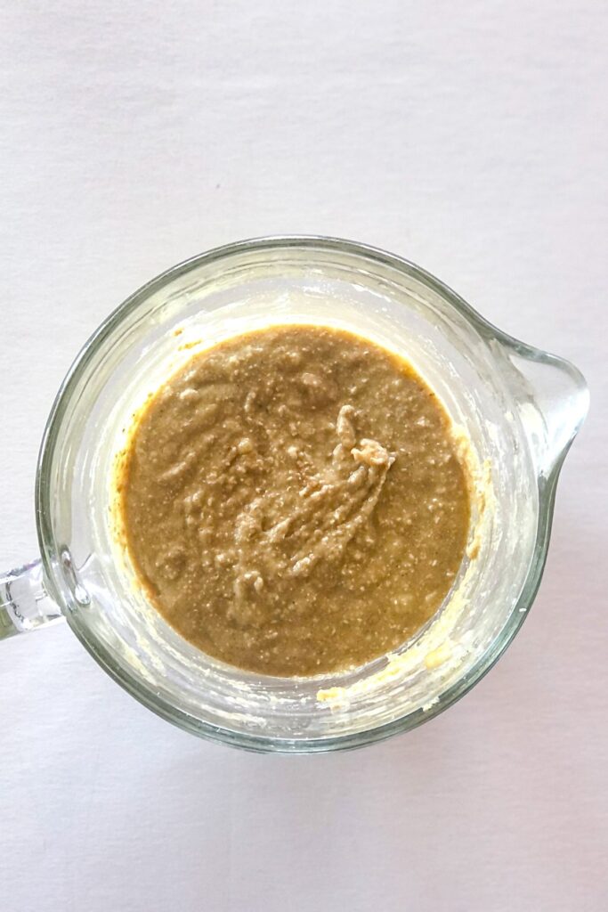 dog cupcake batter in a glass bowl