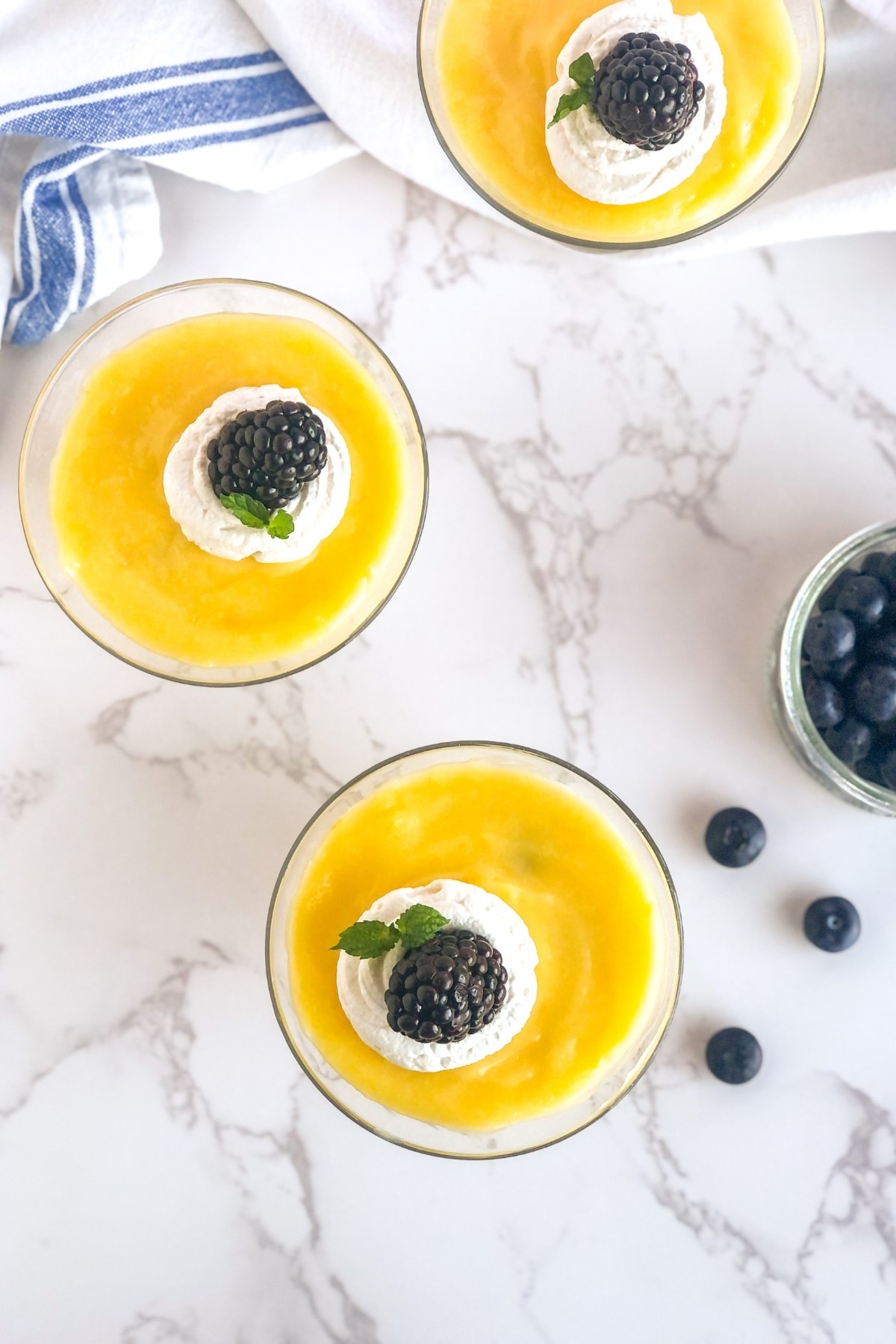 dessert parfaits with lemon curd and berries