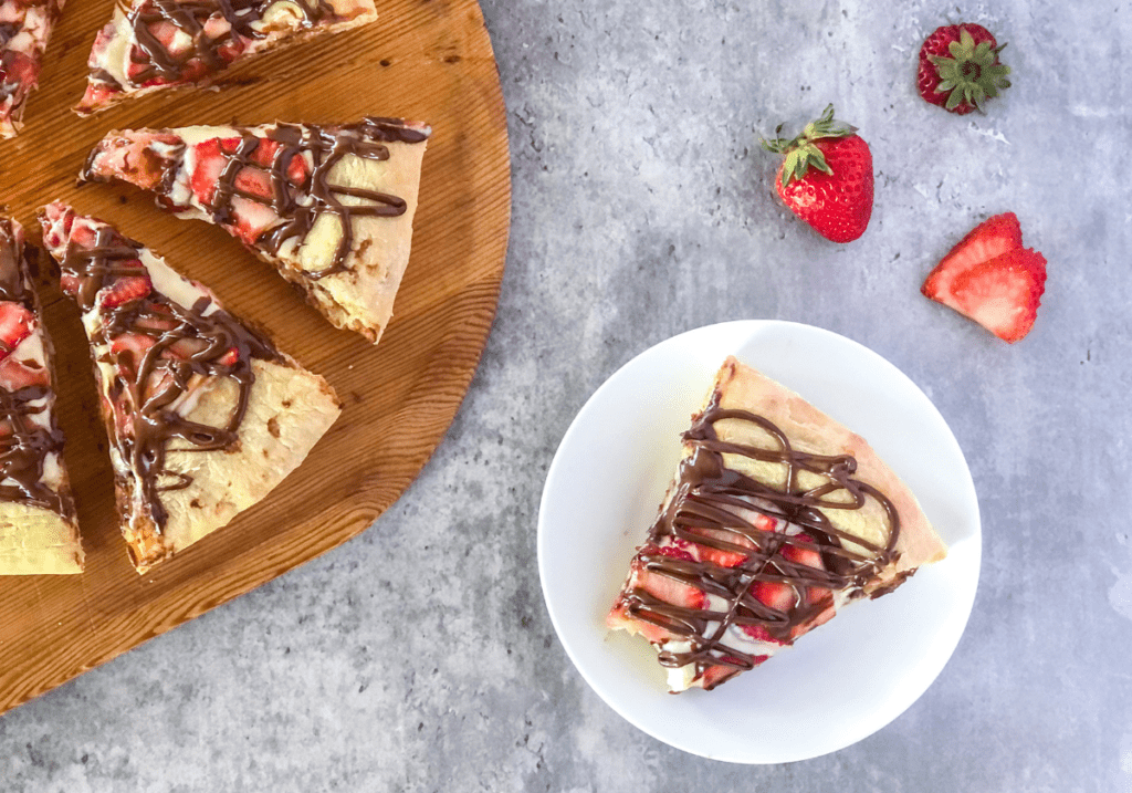 strawberry Nutella pizza with mascarpone and Greek yogurt