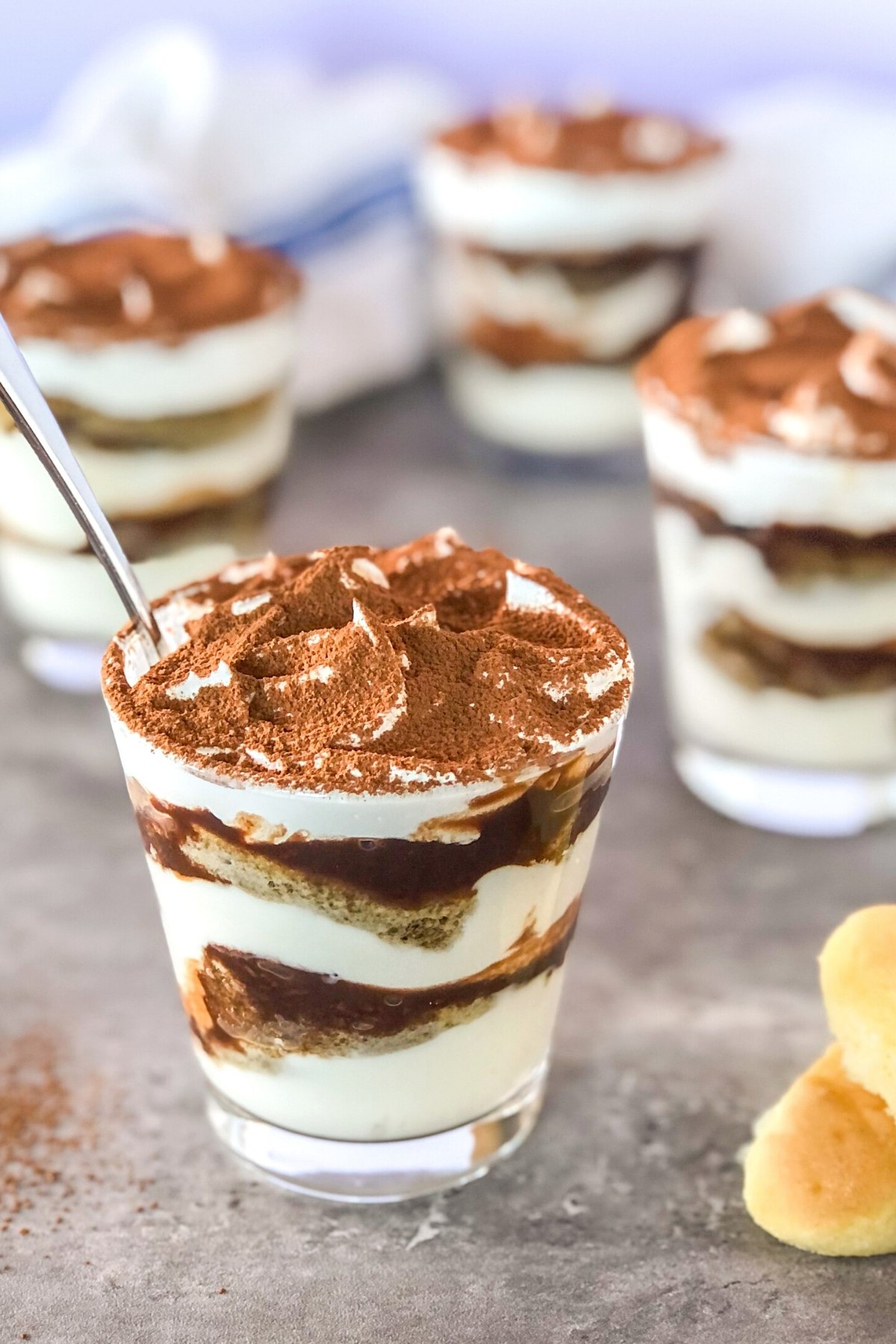 Nutella tiramisu jars with ladyfinger cookies