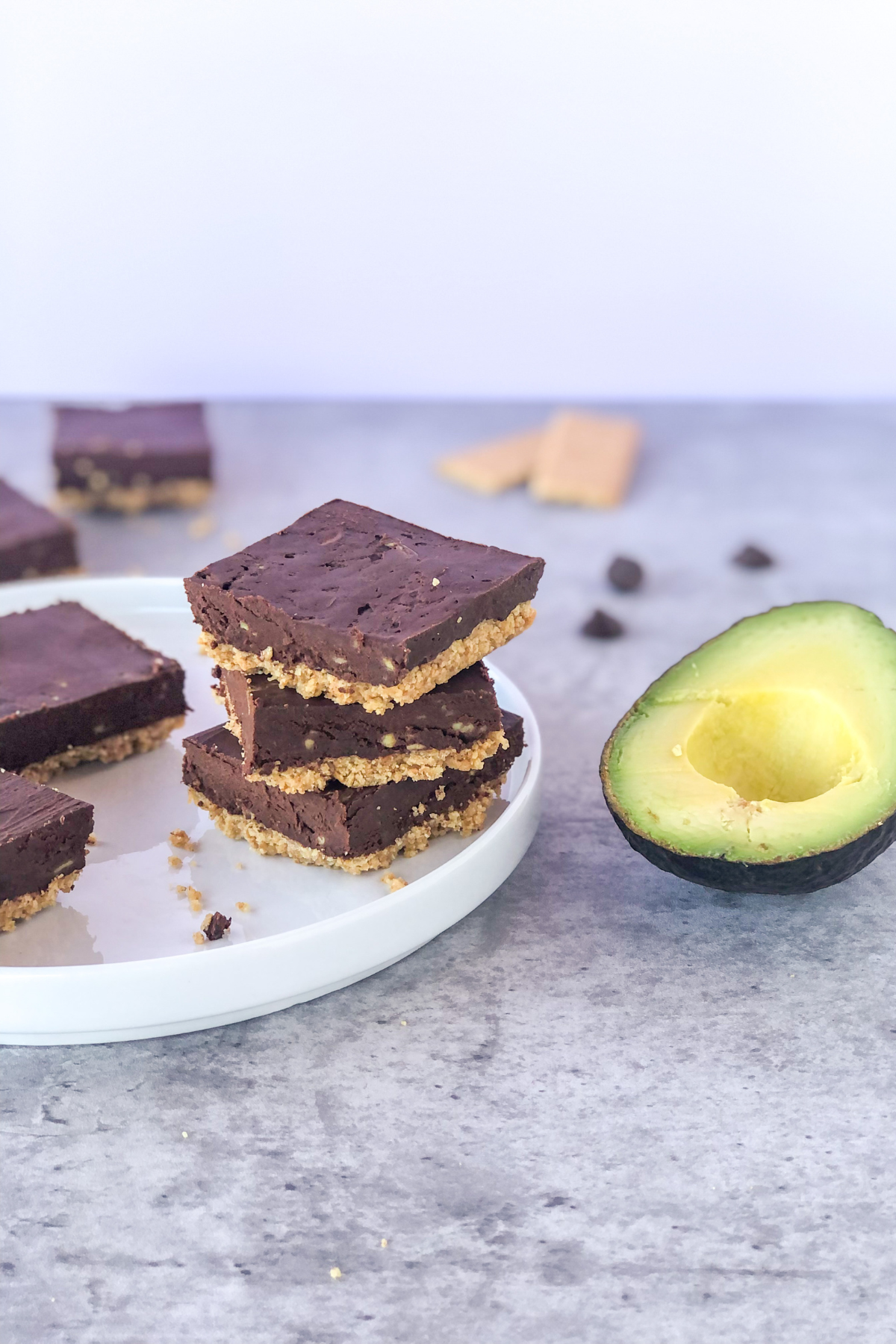 healthy chocolate fudge bars with graham cracker crust