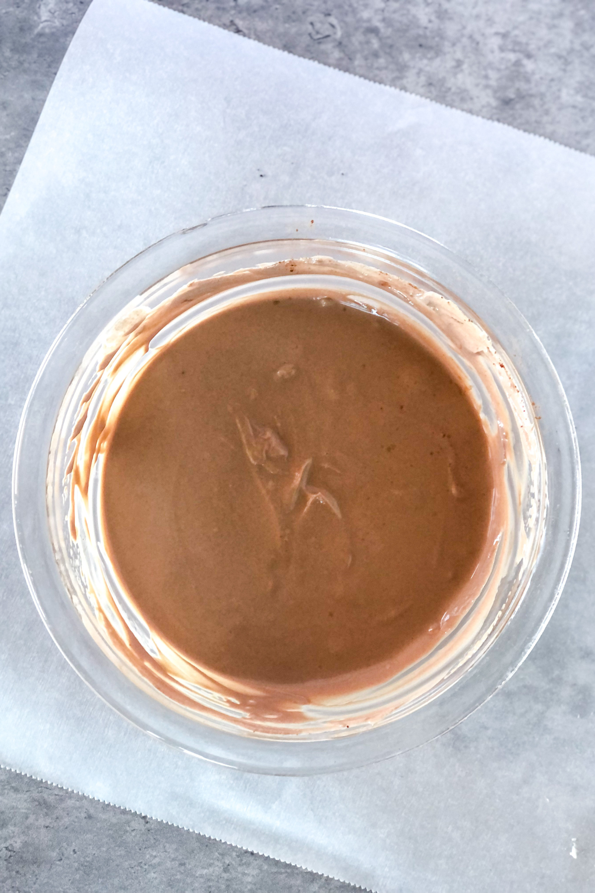 chocolate Greek yogurt mixture in a bowl