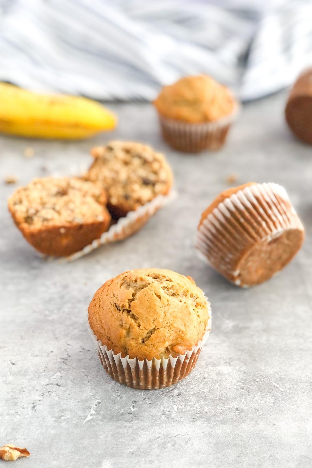 banana Biscoff muffins with pecans