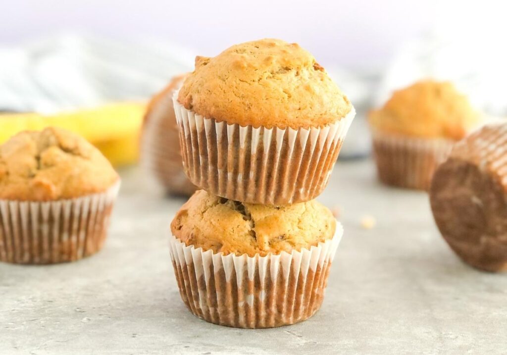 banana Biscoff muffins with pecans