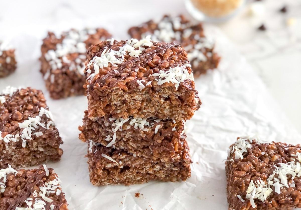 chocolate rice krispie treats with coconut