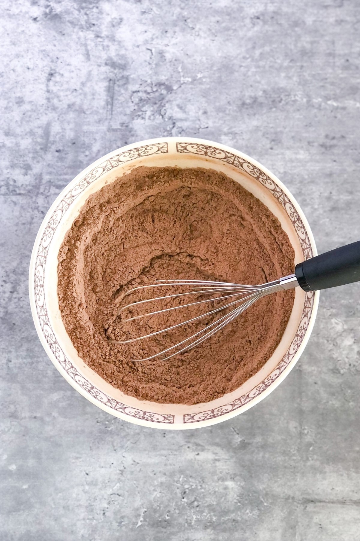 cocoa powder and flour in a bowl