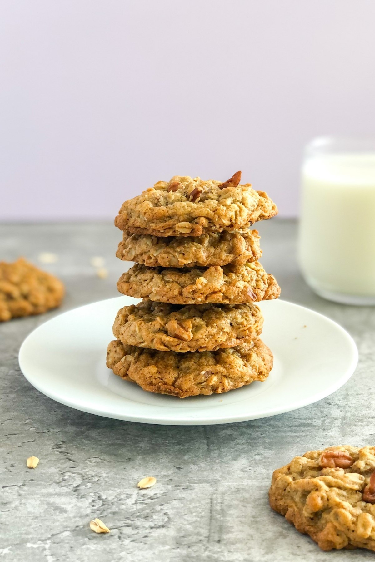 stack of oatmeal cookies on a plate