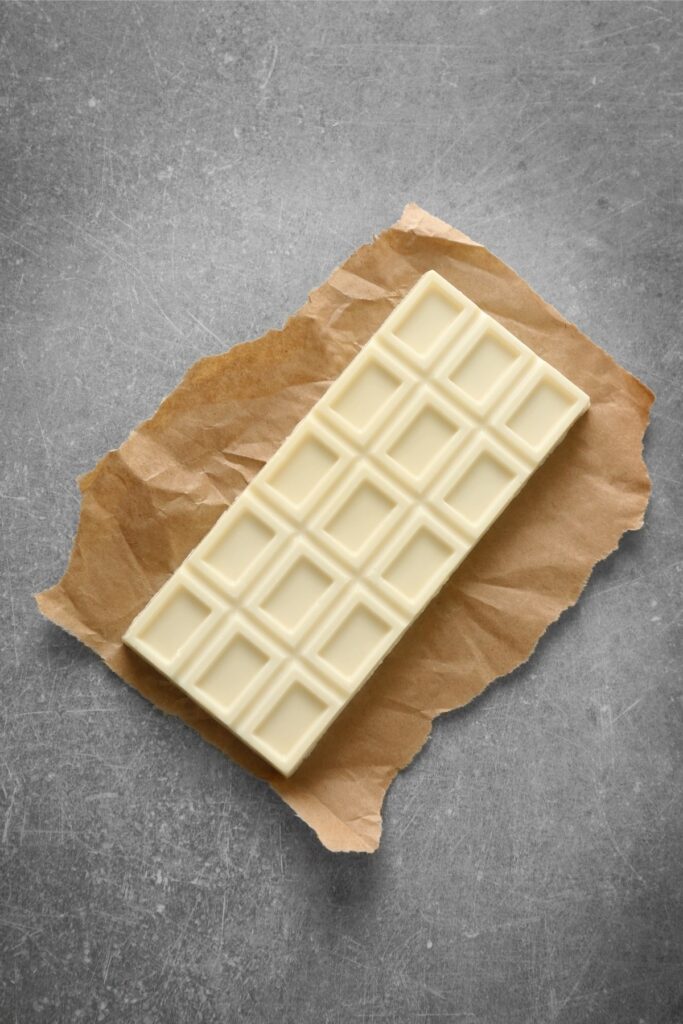 white chocolate bar on parchment paper