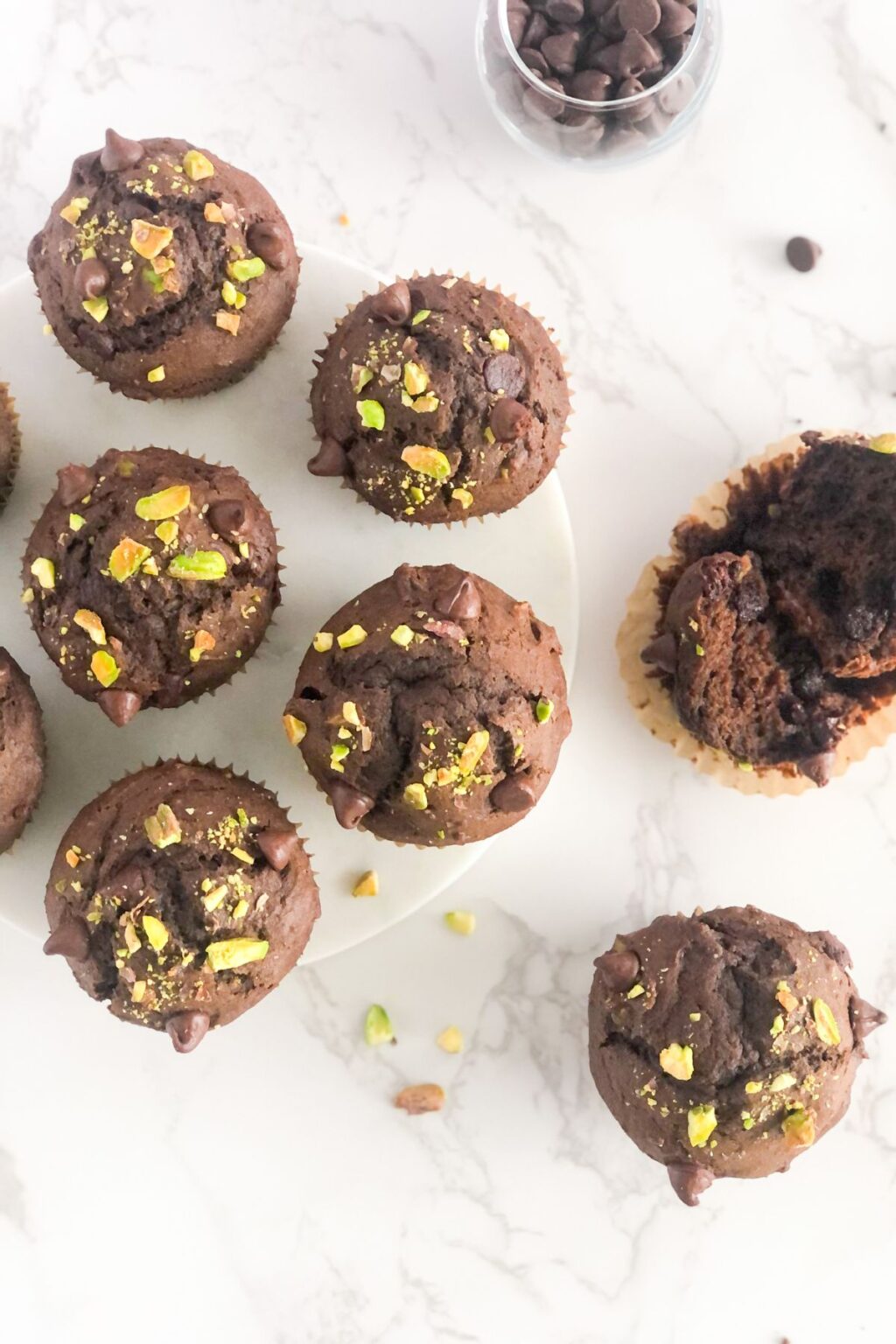 Easy Pistachio Double Chocolate Muffins with Greek Yogurt