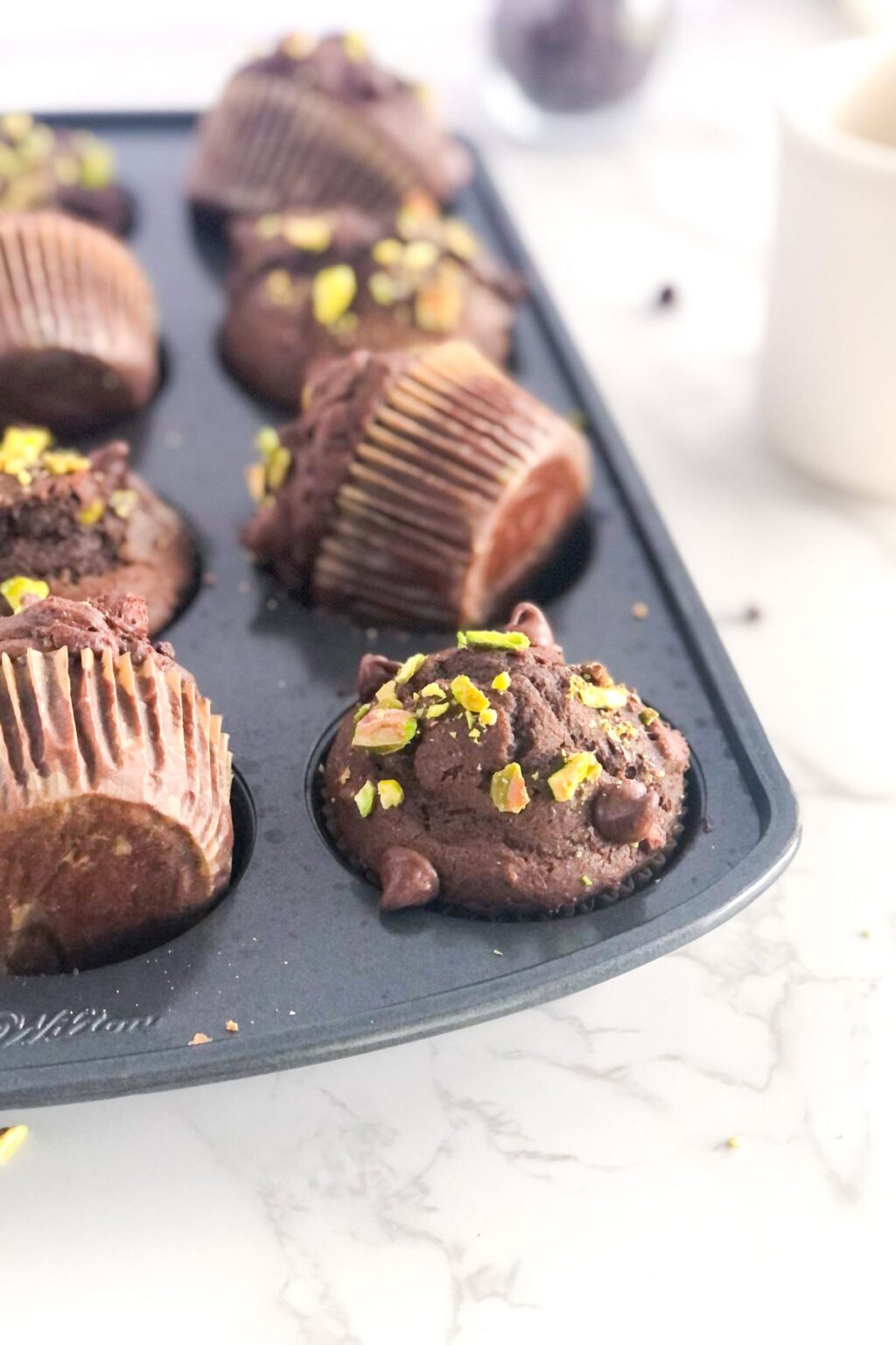 Easy Pistachio Double Chocolate Muffins With Greek Yogurt