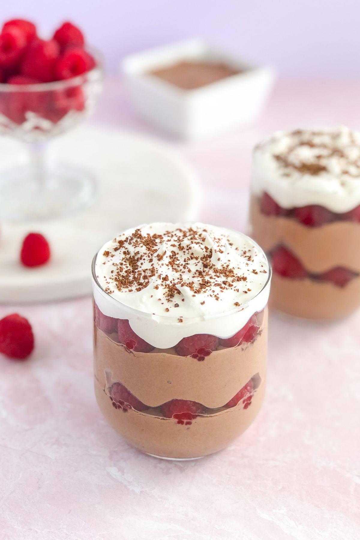 chocolate raspberry parfaits with Greek yogurt